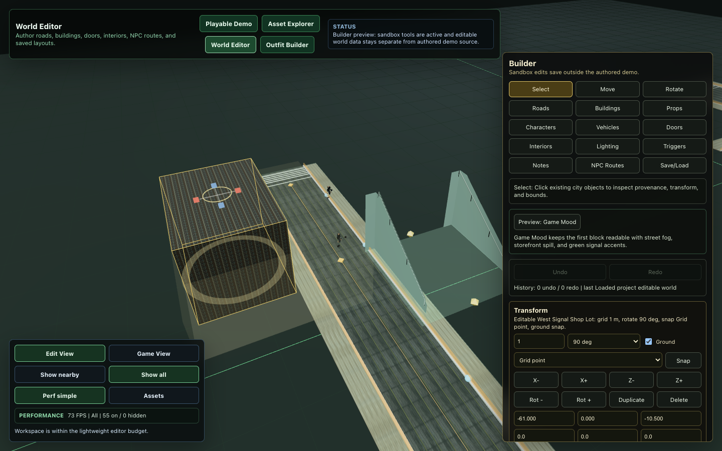 Builder Mode Workspace proof screenshot