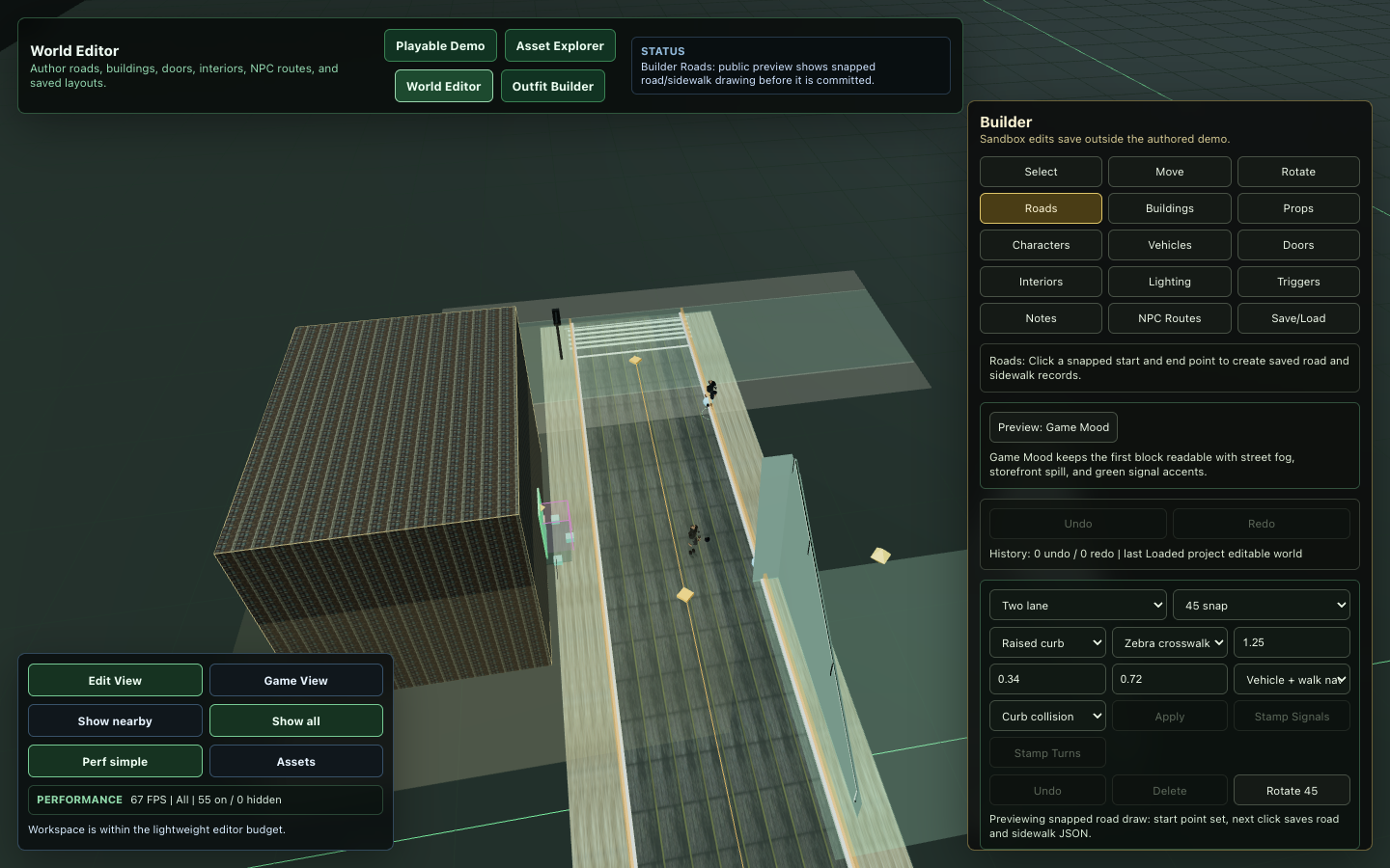 Road Drawing Tool screenshot from the Freebuild preview